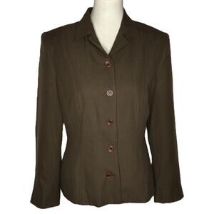 Vintage 90s Y2K Silk Blazer Brown Hourglass Jacket 10Academia Classics by Finity